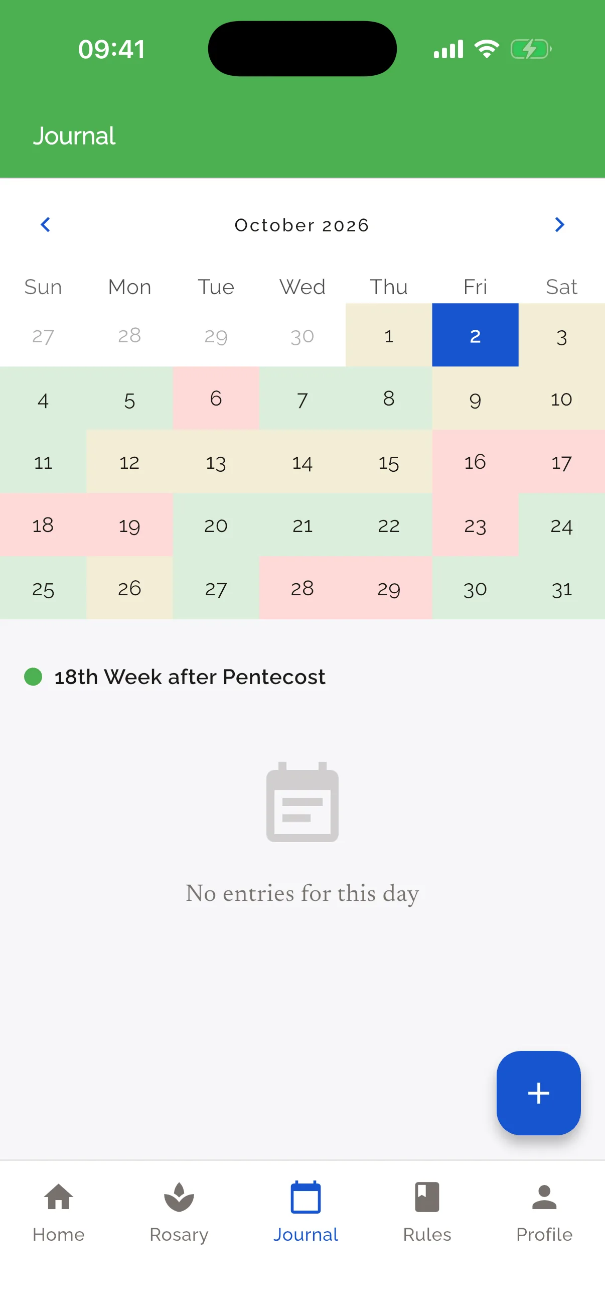 Calendr litwrgaidd gyda lliwiau a dathliadau