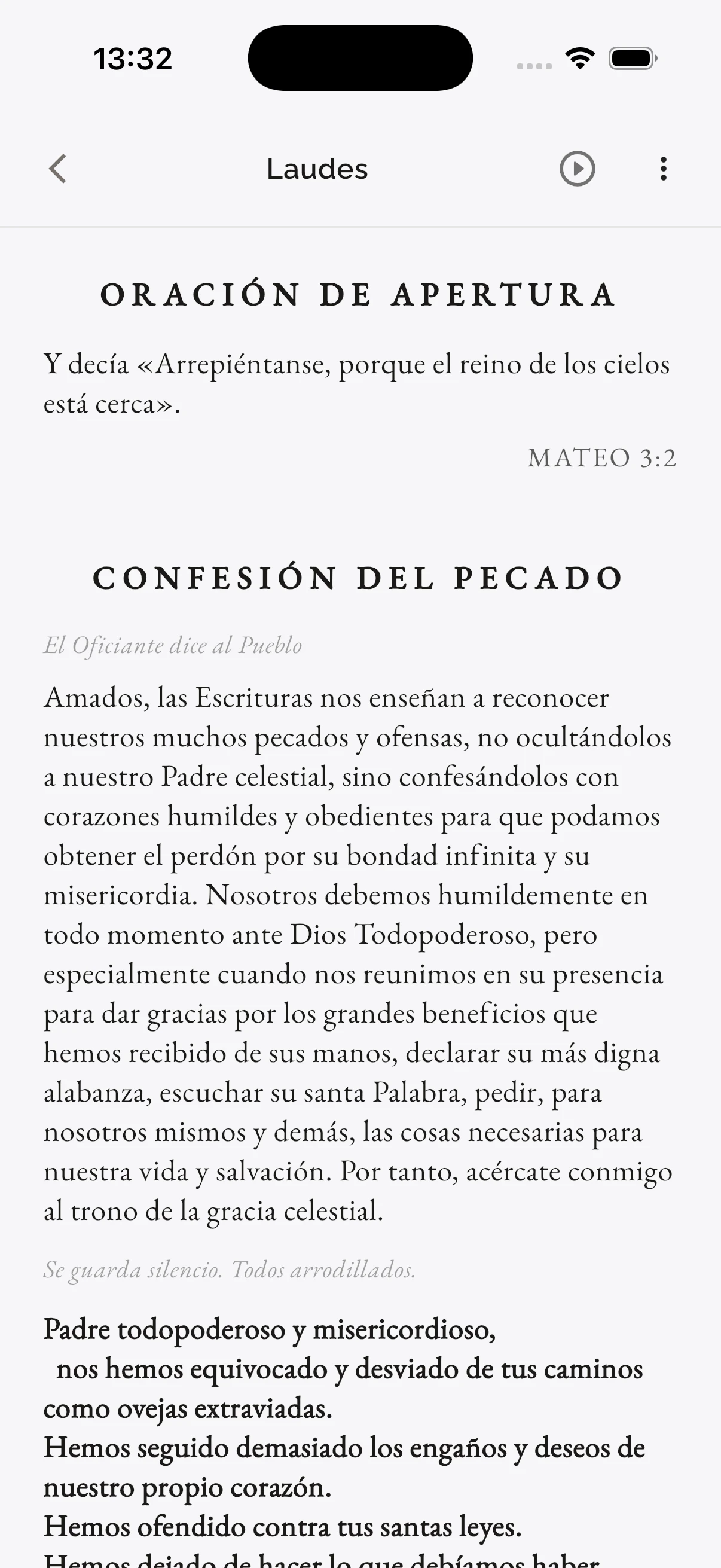 Un oficio abierto, listo para orar