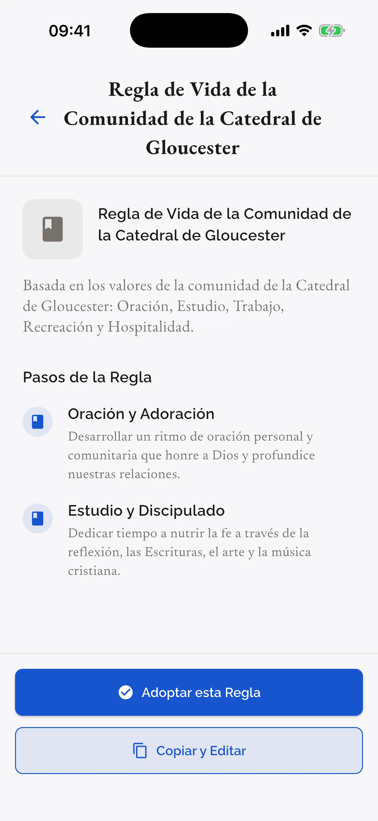 Regla de Vida con prácticas para la semana