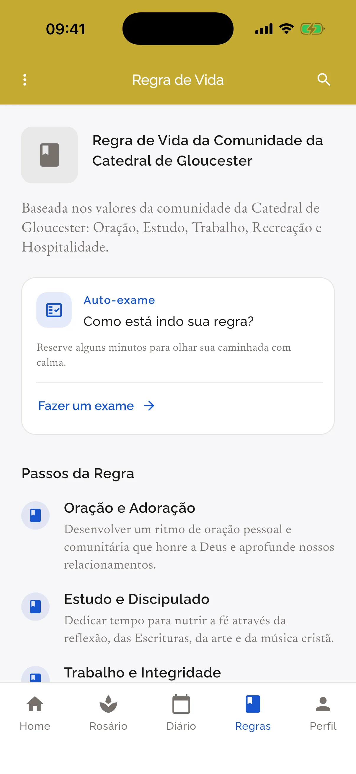Regra de Vida com práticas para a semana