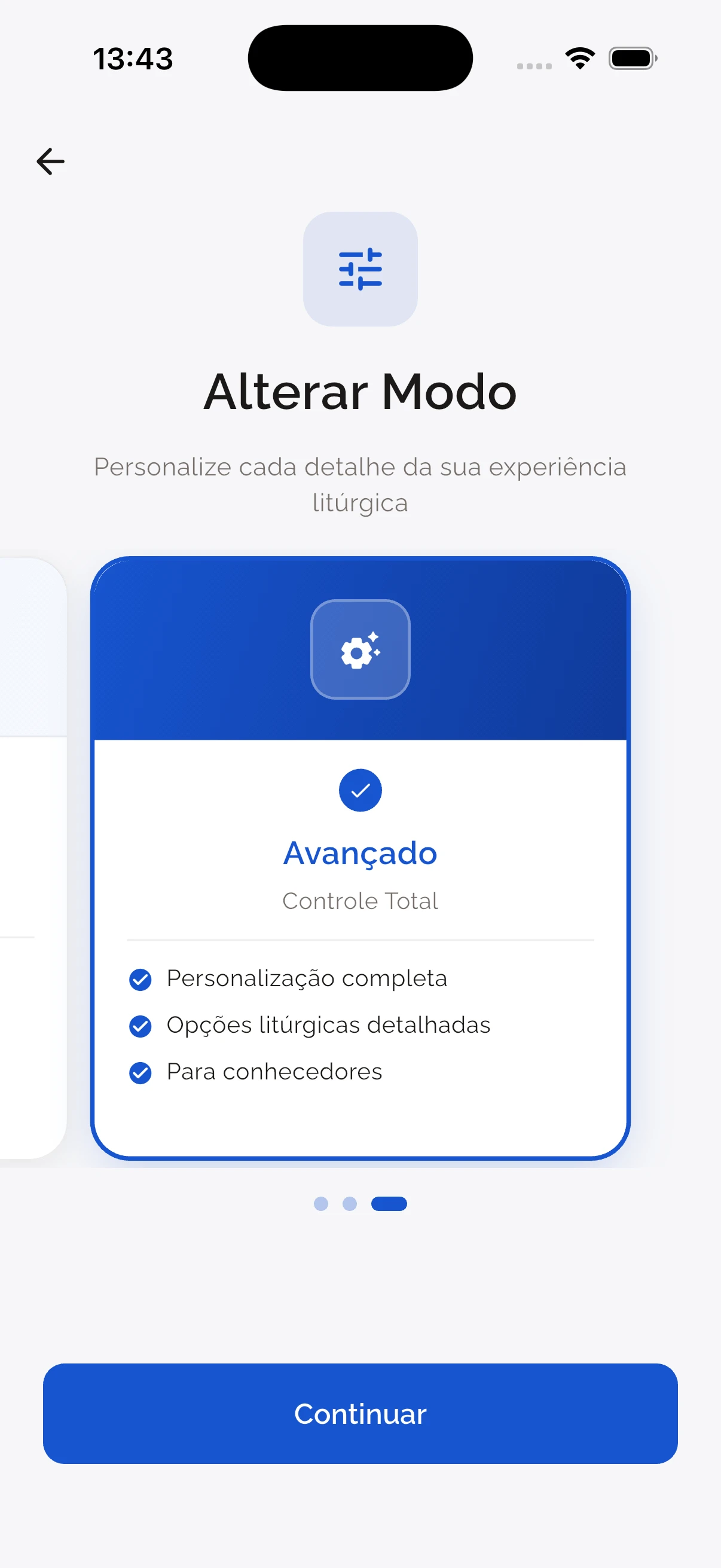 Preferências litúrgicas personalizáveis